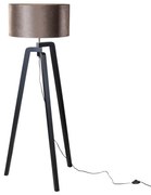Lampa podłogowa czarna z brązowym aksamitnym abażurem 50 cm - Puros