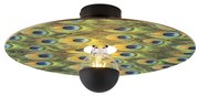 Lampa sufitowa czarna z płaskim kloszem w stylu pawia 45 cm - Combi Nowoczesny Oswietlenie wewnetrzne