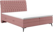Łóżko kontynentalne BETAFO 140x200 różowe velvet z pojemnikiem LAVERTO