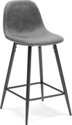 Zestaw 2 wysokich, wyściełanych krzeseł "Brig" ze skóry ekologicznej w kolorze szarym z podnóżkiem, 50x44 cm, 84 wys.
