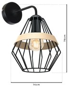 Kinkiet CLIFF BLACK 1xE27, druciany, czarny, loft