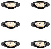 Zestaw 6 nowoczesnych czarnych, uchylnych reflektorów wpuszczanych AR70 - Cisco