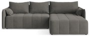 Ciemnoszary rozkładany/ze schowkiem narożnik (prawostronny/z szezlongiem) Moku – Makamii