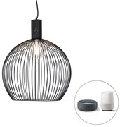 Inteligentna okrągła lampa wisząca czarna 50 cm w tym Wifi G95 - Dos Nowoczesny Oswietlenie wewnetrzne