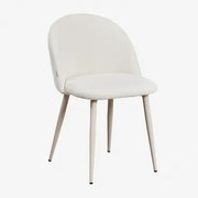 Krzesło Jadalniane Z Tkaniny Bouclé Kana Deluxe Kremowa & Bouclé White - Sklum
