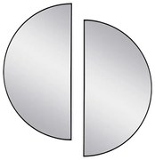 Zestaw 2 designerskich półokrągłych luster z metalu - Dł.50 x Wys.100 cm - Czarne - GAVRA