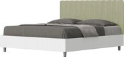 Łóżko wyposażone w stelaż z listwami 160x190 konstrukcja Frassino biała zagłówek microfibra Zielony Kaia