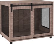 PawHut klatka transportowa dla psa metalowa składana miejsce dla psa do domu i podróży 98x60x78 cm jasnobrązowa | Aosom PL