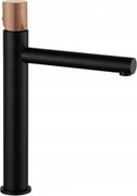 Mexen Elba One bateria umywalkowa wysoka, czarna/różowe złoto - 74111-76