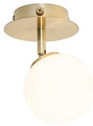 Nowoczesny reflektor złoty z opalowym szkłem z włącznikiem - Athens