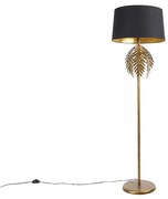 Lampa podłogowa złota 145 cm z czarnym abażurem z bawełny 50 cm - Botanica Rustykalny / Vintage Oswietlenie wewnetrzne