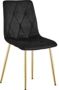 Czarne krzesło do kuchni LIBRA aksamitne ze złotymi nogami