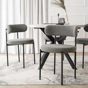 Krzesło Tapicerowane do Salonu TULSA Szare Boucle Nowoczesne