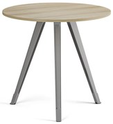 Stolik kawowy PRIMO ZEN, średnica 80 cm, szaro-srebrna podstawa, dąb naturalny