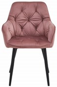 Krzesło JORK Do Jadalni Salonu róż aksamit nogi czarne 1szt. tapicerowane