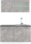 Pojedyncza kuchnia beton/biały 140x60x81.6 r-line