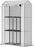 Outsunny Szklarnia z 3-poziomowymi półkami, osłona z tworzywa UV, rozwijane drzwi, 100 x 40 x 150 cm, Biały