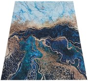 Prostokątny niebieski dywan z krótkim włosiem E6-D41