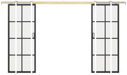 Drzwi przesuwne podwójne chowane w ścianie z aluminium i matowego szkła hartowanego - 2 x wys. 205 x szer. 83 cm - WILDEN II