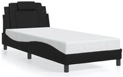 Czarne łóżko z ekoskóry z podświetleniem led 90x190 S8-F71