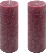 Zestaw świec rustykalnych, 20 cm, Ø 7,5 cm, bordowy, 2 szt.