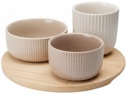 Zestaw ceramicznych miseczek do przekąsek LINY na bambusowej tacy
