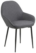 Ciemnoszare metalowe tapicerowane krzesło muszelka R7-P41