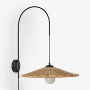 Lampa Ścienna Z Żelaza I Syntetycznego Rattanu Sopant Czarna & ↑65 Cm - Sklum