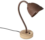 Rustykalna lampa stołowa rdzawobrązowa z drewnianą podstawą - Rax Rustykalny / Vintage Oswietlenie wewnetrzne