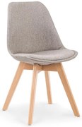 Stylowe tapicerowane krzesło drewniane jasny popiel H8-N17