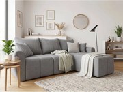 Rozkładana narożna sofa SEVIO 246x145 cm, szara, uniwersalna + 2 poduszki GRATIS