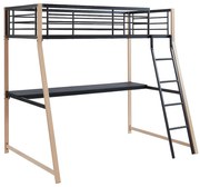 Łóżko z antresolą MALICIA – 90 × 190 cm – z biurkiem – kolor czarny i dębowy