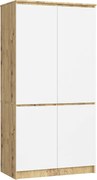 Szafa AKORD S90 4 drzwi Dąb Artisan, Biała 90x51x180 cm