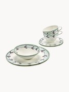 Komplet naczyń śniadaniowych Midnight Flowers, dla 2 osób (6 elem.)