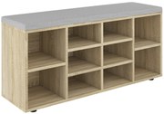 Szafka na buty z siedziskiem BASIC – Dąb Sonoma z szarym siedziskiem | 104x50x30 cm