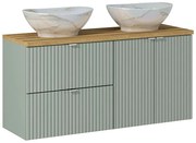 Zestaw szałwiowa szafka łazienkowa z umywalkami D8-F03