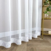 Firana gładka z bambusowego podkładu dolny haft wys. 300 cm z ołowianką