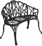 Outsunny Ławka ogrodowa 2-osobowa z odlewanego aluminium odporna na warunki atmosferyczne, z oparciem w kształcie tulipanów i motywem kwiatowym 99 x 57 x 78 cm | Aosom PL