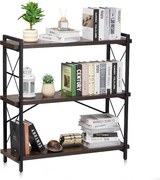 Metalowy Regał na Książki SucceBuy, 3 Poziomy Rustykalny do Salonu i Biura