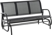 Outsunny Ławka bujana ogrodowa 3 osobowa metalowa czarna solidna konstrukcja 151x75x85 cm | Aosom PL
