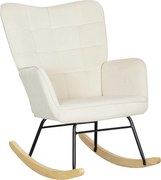 HOMCOM Fotel Bujany, Grube Wypełnienie, Szerokie Oparcie, Drewno Bukowe/Rama Stalowa, do 120 kg, Beżowy