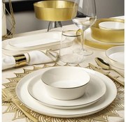 Komplet obiadowy 26-elementowy biały/złoty/porcelana