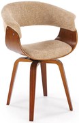 Beżowo-orzechowe krzesło tapicerowane P6-S52