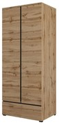 Szafa dwudrzwiowa CROSS 2D1S 89cm dąb wotan/czarna z drążkiem HELVETIA