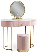 Toaletka różowa z pufą i lustrem glamour Z6-K88