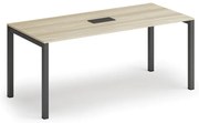 Stół konferencyjny PRIMO SQUARE, 180x80 cm, dąb naturalny + port blatowy TYP VI, czarny