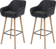 Stołek barowy Vaasa T381 (zestaw 2 szt.),  imitacja skóry, czarny