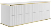 Szafka pod umywalkę wisząca ryflowana ze złotą listwą - Biały - 150 cm - KELIZA