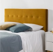 Kolumna Tapicerowana zagłówek Napoles 160x100 cm Musztarda, Welwet, Nogi z Drewna