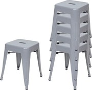 Stołek metalowy MCW-A73 (zestaw 6 sztuk),  szary
